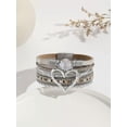 thumbnail image 4 of QQTDFG 1pc Bohemian Layered Braided Detail Rhinestone & Heart Decor Bangle For Women-default, 4 of 5