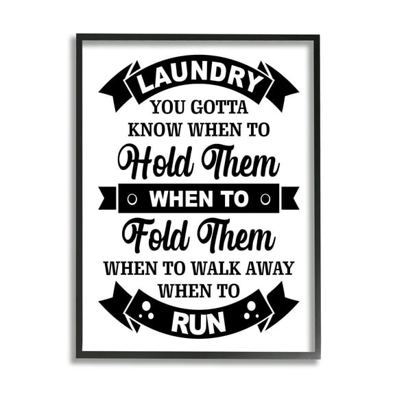Stupell Industries Laundry Room Vintage Style Text Phrase Banners Graphic Art Black Framed Art Print Wall Art, Design by Lettered and Lined