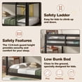 thumbnail image 3 of UHOMEPRO Twin Over Twin Bunk Bed for Kids, Solid Wood Low Floor Bunk Bed with Safety Rail and Ladder, Heavy Duty Kids Bunk Bed, Space-Saving Bed Frame for Bedroom, Espresso, 3 of 13