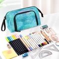 thumbnail image 5 of Nylon Fish Mouth Pencil Case with Large Capacity Zipper Pencil Pouch Pastel Blue Dandelions Pencil Bag Organizers, 5 of 7