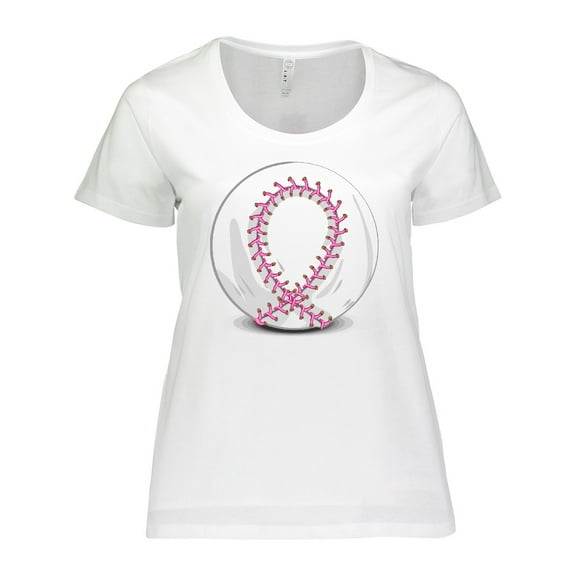 Inktastic Pink Breast Cancer Ribbon Baseba Women's Plus Size T-Shirt