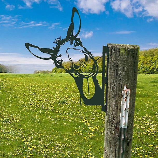 1 pieza de metal de hierro lindo burro adorno de jardín para vallas decoraciones al aire libre decoración del hogar jardín escultura animal silueta para árbol patio pared arte regalo