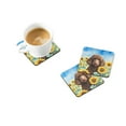 thumbnail image 2 of Chocolate Poodle in Sunflowers Foam Coasters 3.5 in x 3.5 in, 2 of 5