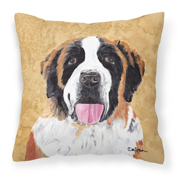 Carolines Treasures SC9129PW1414 Saint Bernard Wipe your Paws Fabric Decorative Pillow, 14Hx14W, multicolor