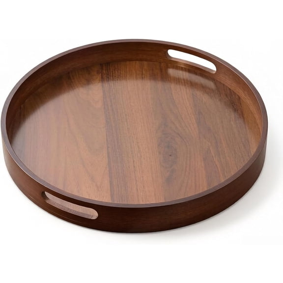 Walnut Wooden Tray, Rustic Vintage Decorative Tray, Fast Food Style Serving Trays for Eating On Lap, Side Plates for Tea Coffee Breakfast