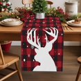 thumbnail image 5 of Christmas Table Runner Christmas Reindeer Table Runners Red Black Check Plaid Snowflake Cotton Linen Dresser Scarf Kitchen Dining Table Decor for Christmas Holiday Party Decor 13x72 Inch, 5 of 9