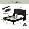 thumbnail image 2 of iPormis Full Bed Frame with Upholstered Wingback Button Tufted Storage Headboard, Luxurious Platform Bed with Charging Station, Sturdy Wooden Slats Support,No Box Spring Needed, Black, 2 of 7