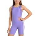 thumbnail image 2 of SGFCWSX Girls One Piece Swimsuit Boyleg Racerback Print Summer Athletic Bathing Suit for Kids Swim Training Purple Size 9-10 Years, 2 of 8