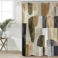 thumbnail image 2 of Abstract Black Brown Shower Curtains for Bathroom Waterproof Fabric Bath Curtains Decor Bath Tub Curtain Vintage Geometric Art Decorative Shower Curtain Sets with 12 Hooks, 72x72 Inch, 2 of 6