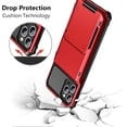thumbnail image 5 of Case Compatible with iPhone 15 Pro Max with Card Holder 4-Card Dual Layer Heavy Duty Shockproof Wallet Case Hidden Flip Card Slot Protective Hard Back Cover for iPhone 15 Pro Max 6.7'' Red, 5 of 14