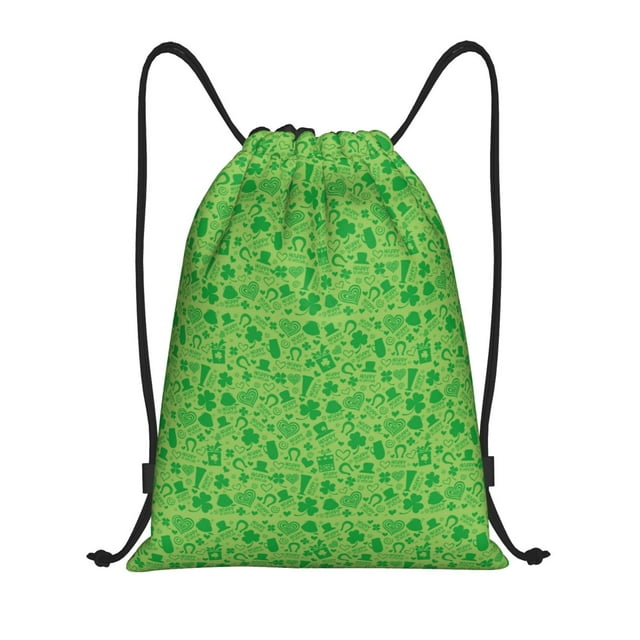 Xecao St Patrick's Day Pattern Sports Drawstring Backpack - String Swim Gym Bag with Wet Proof Pocket for Women&Men-Medium