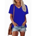 thumbnail image 4 of Womens T Shirts V Neck Rolled Sleeve Pocket Summer Tops Casual Loose Basic Tee Shirts Trendy, 4 of 5