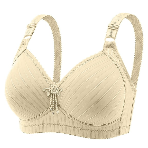 nerohusy Sport Bras for Women Plus Size,Daisy Bras for Older Women,Daisy Bra,Daisy Bra for Seniors Front Closure,Comfortable Convenient No Wire Buckle Bra,Beige,S