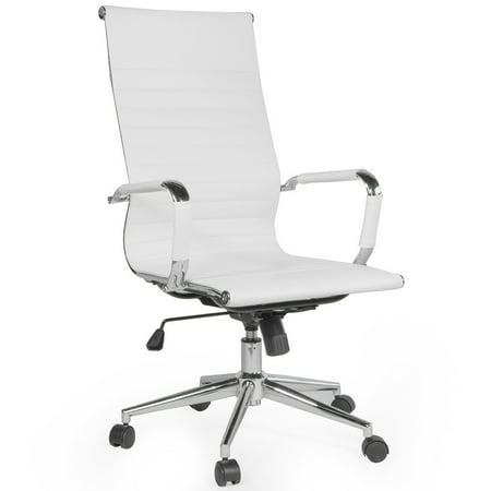 Barton High Back Adjule Office Chair Ribbed Upholstered Pu Barton High Back Adjule Office Chair Ribbed Upholstered Pu Leather Executive Desk White Modern W