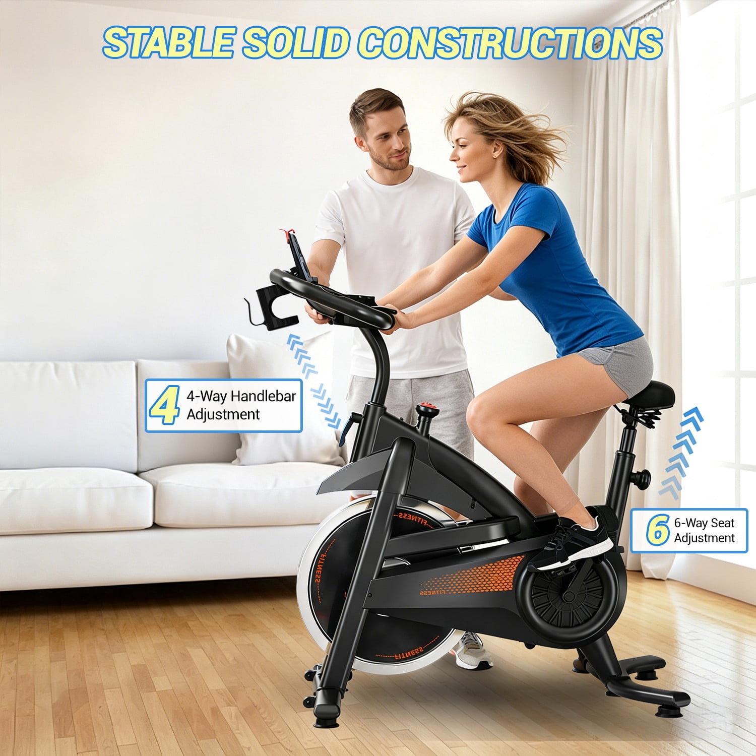 ROBORE Magnetic Indoor Cycling Bike, Adjustable Resistance, 300 lbs Capacity, Padded Comfort Seat for Home Use