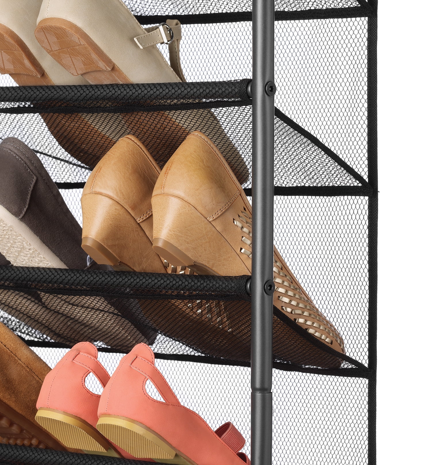 Whitmor 12-Tier Over-The-Door Metal Shoe Rack, Hanging Space-Saving Organizer, 36-Pair Capacity, Gunmetal Gray