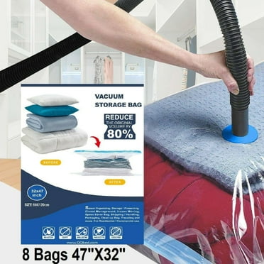 QQbed 8 Pack Jumbo Extra Large  Vacuum Storage Bags 47"x32" Reusable Extra Thick Space Saver