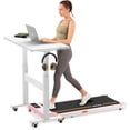 thumbnail image 1 of Bureau Debout Mobile avec Roulettes, Bureau Debout Pneumatique à Hauteur Réglable pour Tapis de Marche, Poste de Travail Informatique Roulant avec Hauteur de 28,3 Pouces–42,5 Pouces, Surface de Travail 31,5 Pouces x 15,7 Pouces pour Bureau à Domicile (Blanc), 1 of 2