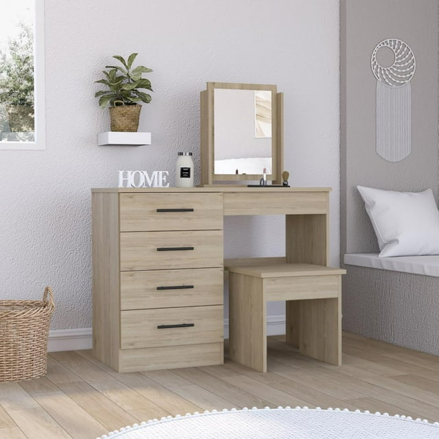 Mueble Tocador Wesley Beige y Blanco Virtual Muebles