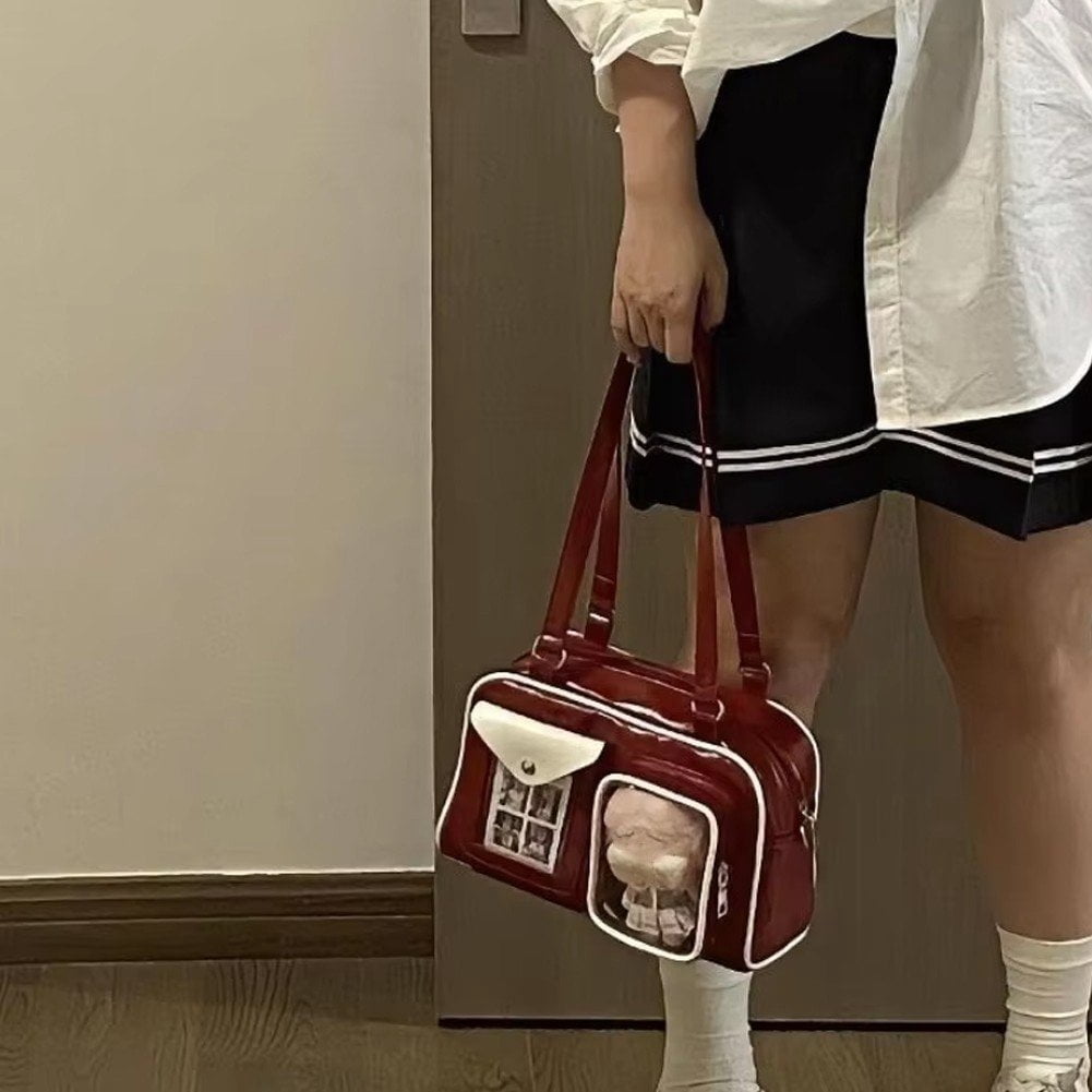 Hzzsbu Kawaii Crossbody Bags Large Capacity Ita Messenger Bag Cute Transparent Crossbody Bag Versatile Uniform Bag for Women