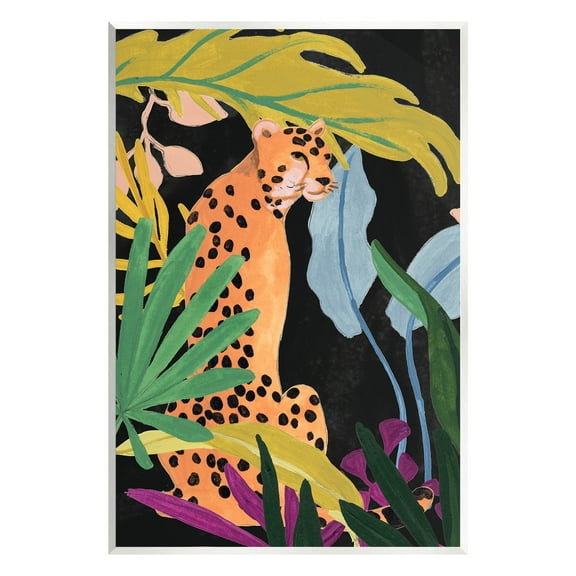 Stupell Industries Jungle Leaves & Cheetah Animals & Insects Painting Unframed Art Print Wall Art, 10 x 15