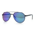 thumbnail image 4 of Mens Racer Tear Drop Double Bridge Officer Police Style Metal Sunglasses Gunmetal - Teal Mirror, 4 of 8