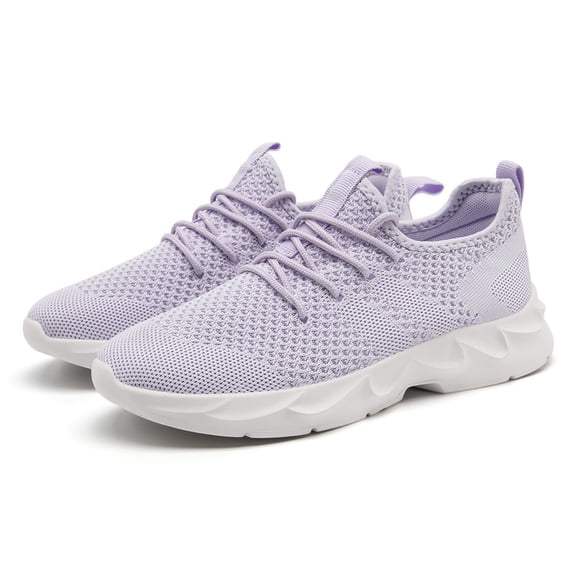 EKRBXA Knit No-Tie Sneakers, Lightweight Breathable Mesh Walking Shoes, Non-Slip Comfort Casual Athletic Shoes with Wavy Cushion Sole for Gym & Everyday Wear
