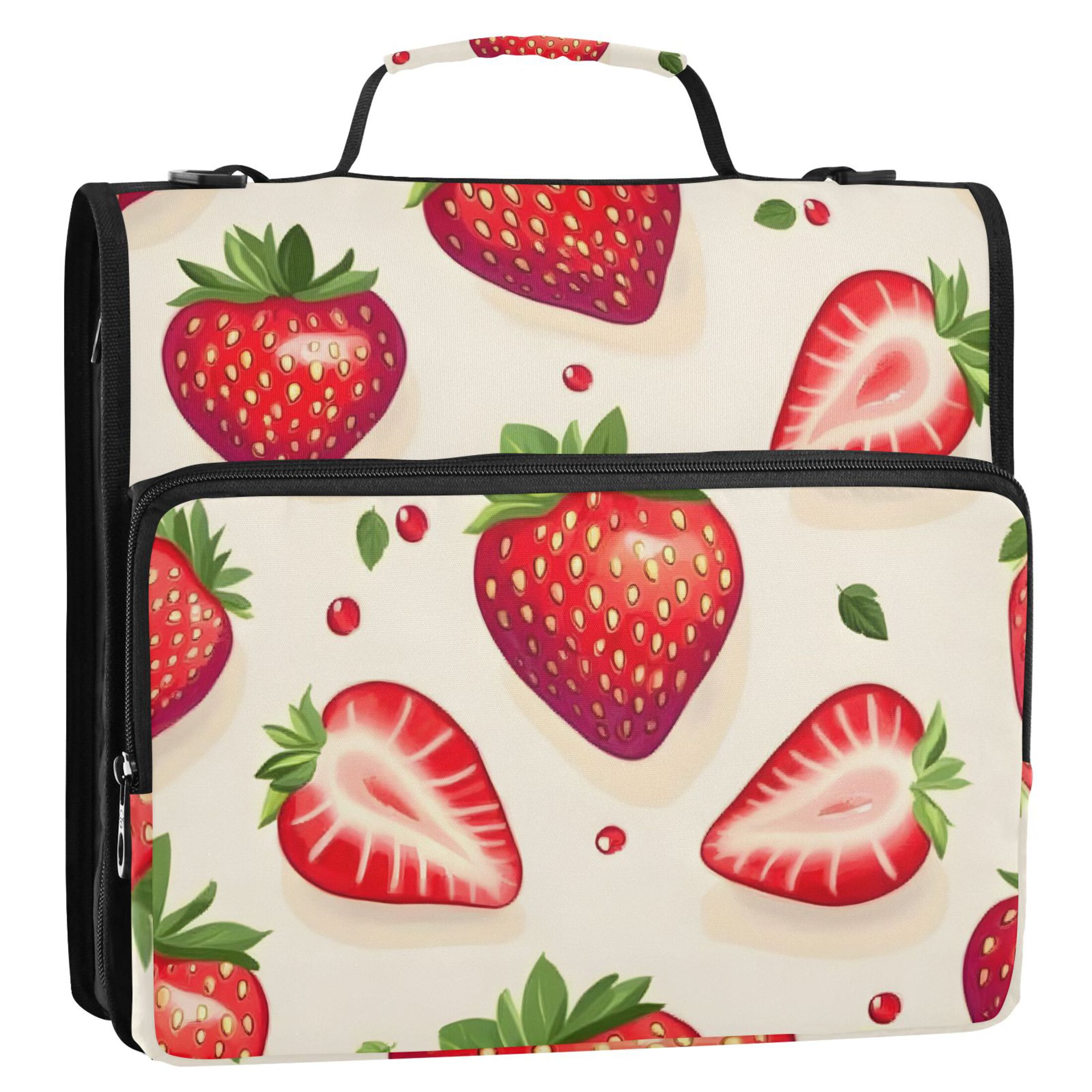 ALAZA Zipper Binder Strawberries 3 Ring Trapper Keeper File Folder Organizer Bag