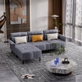 thumbnail image 3 of Holaki 101.97" Wide Suede Reversible Modular Sectional Sofa & Chaise with Ottoman and 3 Pillows, Gray, 3 of 8