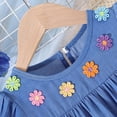 thumbnail image 3 of WOYY Girls 3D Flower A Line Dress Casual Ruffle Puff Sleeve Midi Play Dress,Blue,Sizes 2-8, 3 of 7