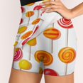 thumbnail image 4 of Pastel Rainbow Lollipop Women's Shorts Non-Slip Single Pocket A-line Trouser Skirt Summer Shorts Casual Shorts for Women, 4 of 7