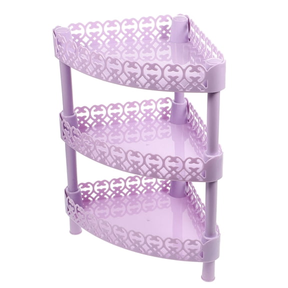 TEHAUX 3-Tier Plastic Corner Storage Shelf Rack Organizer Basket for Bathroom, Kitchen, Home, Desk - in