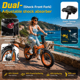 thumbnail image 4 of Efunkeep 750W 1500W Folding Electric Mountain Bike 48V 25Ah UL 2849 20x4 Fat Tire 7-Speed Orange, 4 of 9