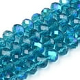 thumbnail image 1 of Electroplate Glass Beads Strands Half Rainbow Plated Faceted Rondelle Steel Blue 6x5mm Hole: 1mm about 83~85pcs/strand 38~39cm, 1 of 4