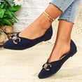 thumbnail image 4 of Ladies 2026 Summer Flat Shoes Solid Color Pointed Toe Metal Buckle Accent Soft Sole Slip On Lightweight Cushioned Orthopedic Arch Support Wide Toe Box Comfort Walking Daily Footwear Navy 37, 4 of 9