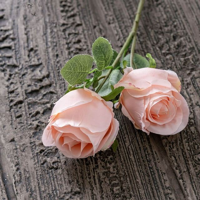 Flor artificial, plantas artificiales, decoración de flores falsas, rama de rosa de dos extremos, flor artificial, decoración del hogar, ramo de rosas, pared, flor artificial, rosa pegada