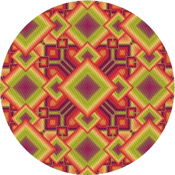 Ahgly Company Machine Washable Indoor Round Transitional Red Area Rugs, 8' Round