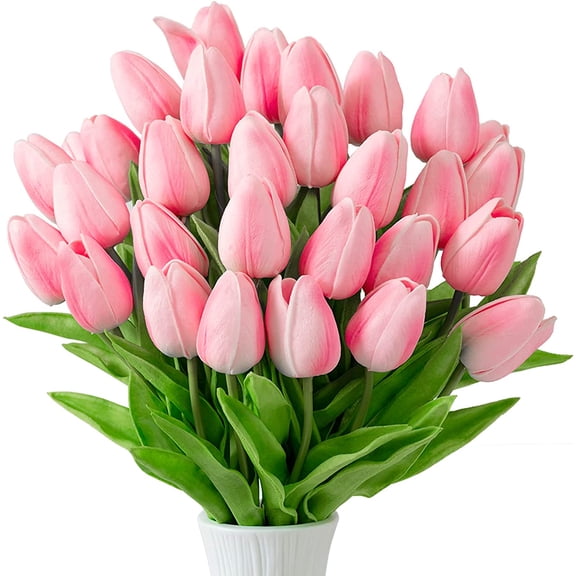10pcs Tulips Artificial Flowers Fake Flowers for Decoration, Faux Flowers Tulips Real Touch Arrangement Bouquet for Wedding Home Office Party, Faux Flowers Bulk Gift Idea for Mothers Day(Pink)