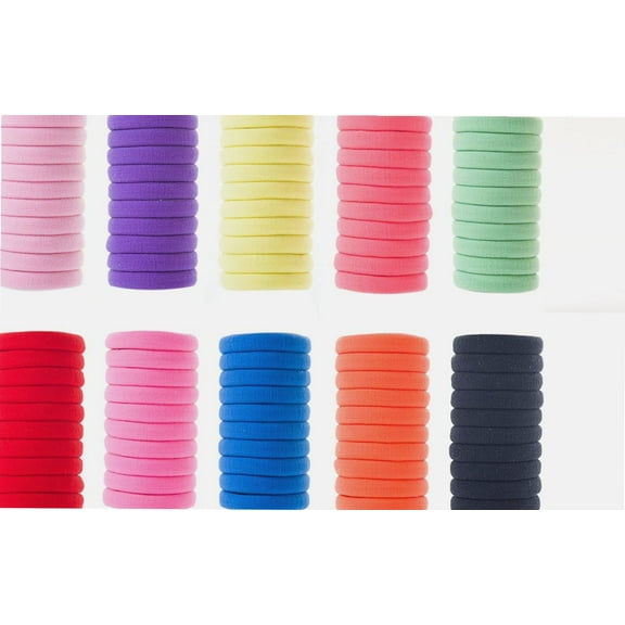 Elastic Hair Ties Seamless No Crease Ouchless Terry Ponytail Holders, Ponytailer, Set of 100 pcs