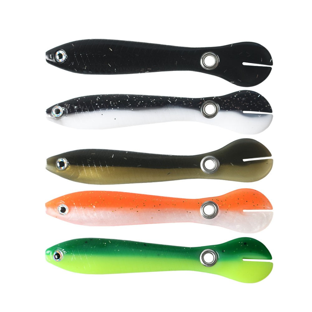 Baguer Soft Plastic Fishing Lures with Shrimp Oil Scent Realistic Paddle Tail Swimbaits for Bass Saltwater Freshwater 5 Pack 4 Inch