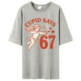 thumbnail image 4 of Womens Valentine'S Day Hoodless Short Sleeve Retro Graphic Print Letter Womens Autumn and Winter Clothes,Grey,L, 4 of 4