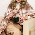 thumbnail image 2 of Multiway Plaid Poncho Shawl Wrap for Women Fleece Wearable Blanket Ultra Soft Sherpa Flannel Cape Checkered Fluffy Fleece Pajama Winter Warm Sleepwear, 2 of 7