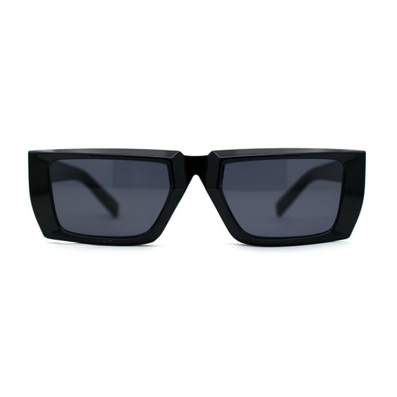 Womens Squared Rectangle Mod Plastic Retro Sunglasses All Black