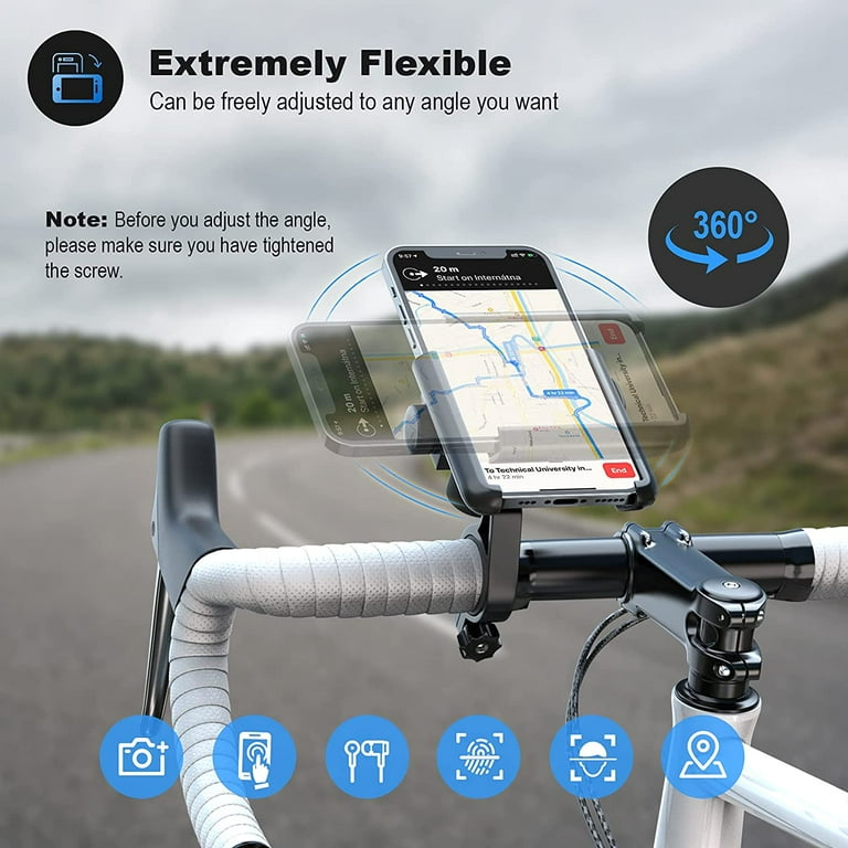 360° rotatable mobile phone holder for bicycles and scooters