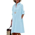 thumbnail image 2 of Chouyatou Women's Spring Summer Button-Down Shirt Dress Loose A-Line Midi Shift Tunic Dress, 2 of 4