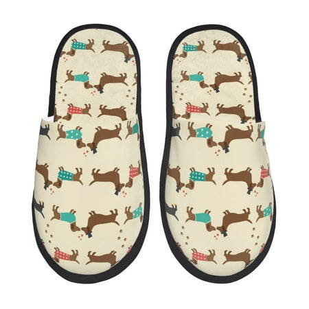 

Slippers for Women/Men - Dachshund Dog Puppy No.1058 Soft Plush Warm Slip-on Slippers House Slippers Indoor House Shoes