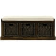 thumbnail image 3 of Topcobe Rustic Storage Bench, Classic Entryway Storage Bench with Removable Cushion and 3 Removable Fabric Basket, White, 3 of 8