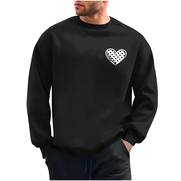 NuoCaiYun Sweatshirts Men's Crew Neck Fashion Valentine's Day Print Long Sleeve Casual Loose Comfort Pullover Tops