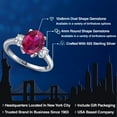 thumbnail image 2 of Gem Stone King 3.50 Ct Oval Red Created Ruby White Created Sapphire 925 Sterling Silver Ring, 2 of 6