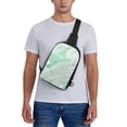 thumbnail image 6 of Chest Bag Dual Pocket 11.8×7.7×2.4in Waterproof Double-Pocket Large Capacity With No Inner Pouch Pockets And Double Drawstrings Lightseagreen Geometric Lines_4, 6 of 8